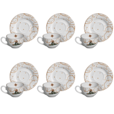 Jogo 6 Xicaras de Chá com Pires Natal Christmas Day 200ml - Ela Decora